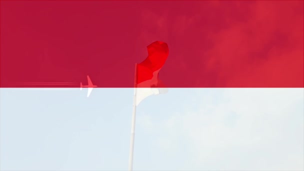 Indonesische Rot Weiße Flagge Weht Einem Sonnigen Tag Auf Einer — Stockvideo