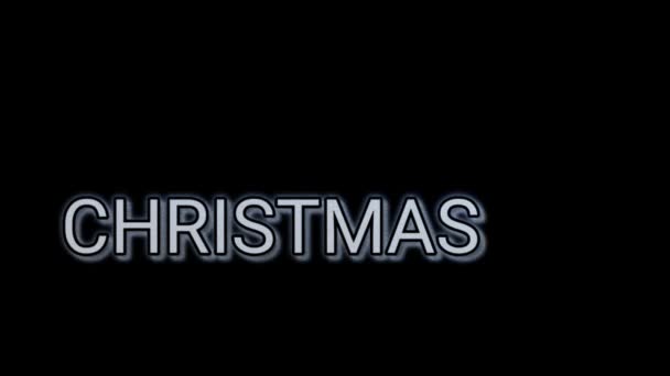 Flickering Merry Christmas Lettering Word Animation Gradient Color Lightening Neon — Stock Video