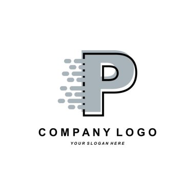 letter P logo corporate brand design, vector font illustration