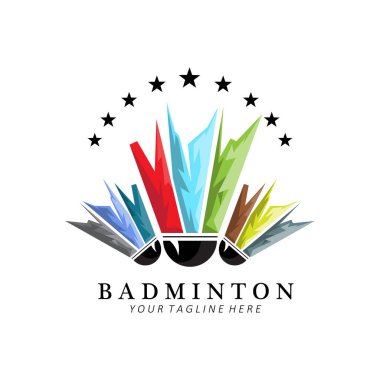 Badminton logo design, vector icon for athletics olympic competitions clipart