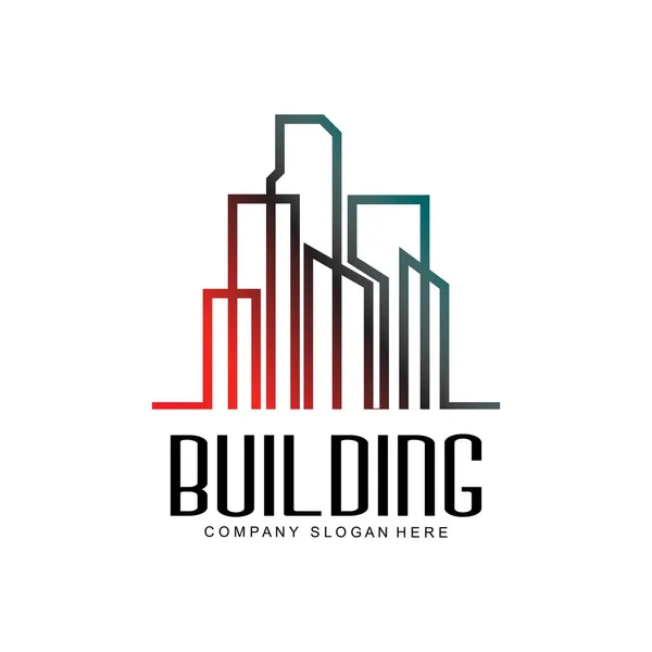 City Building Construction Logo Design Premium Quality Line Vector Illustration — ストックベクタ
