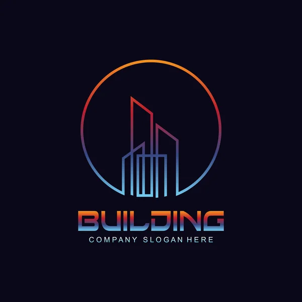 City Building Construction Logo Σχεδιασμός Premium Ποιότητα Γραμμή Διάνυσμα Εικονογράφηση — Διανυσματικό Αρχείο