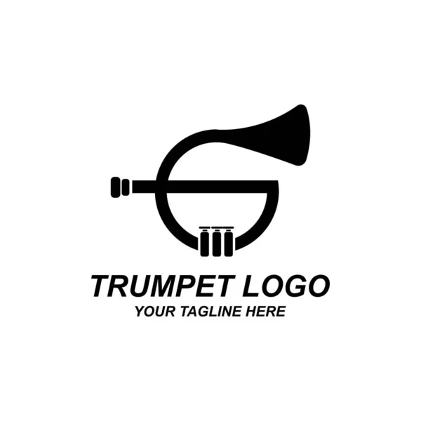 Trumpet Logo Design Generate Melody Musical Instrument Vector Sketch Illustration — Archivo Imágenes Vectoriales