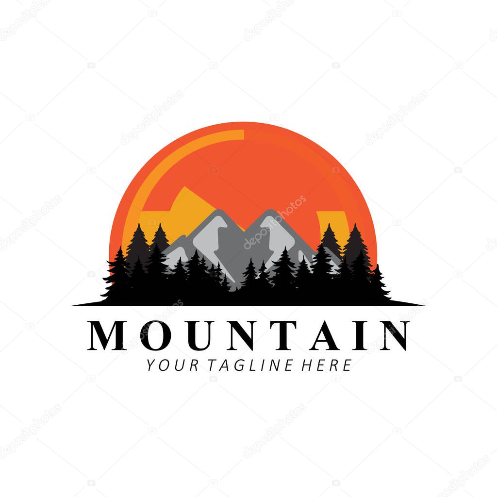 Mountain Logo Design, Vector Place For Nature Lovers Hiker