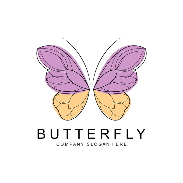 Schmetterling Logo Design Schönes Fliegendes Tier Icon Illustration Der Firmenmarke — Stockvektor