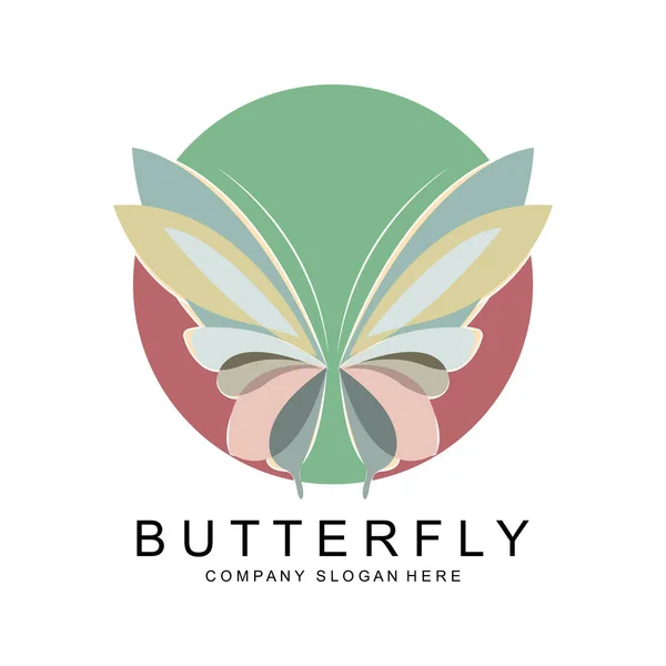 Kelebek Logosu Tasarımı Güzel Uçan Hayvan Şirket Markası Simgesi Llüstrasyonu — Stok Vektör