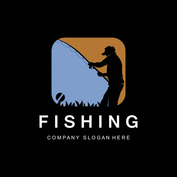 Design Logotipo Pesca Fish Hunting Vector Ilustração — Vetor de Stock