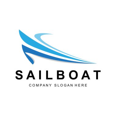 Sailboat Logo Design, Fishing Boat Illustration, Company Brand Vector Icon