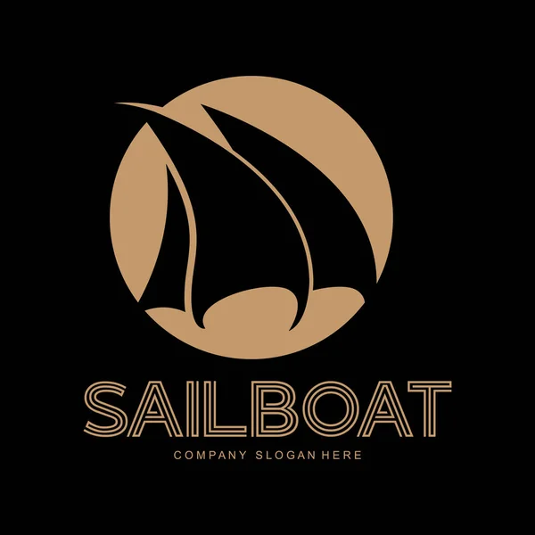 Sailboat Logo Design Fishing Boat Illustration Company Brand Vector Icon — Διανυσματικό Αρχείο