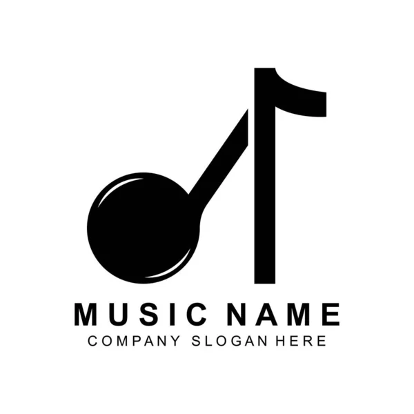 Notitie Muziek Logo Ontwerp Geluidsgolf Logo Illustratie Bedrijf Merk Vector — Stockvector