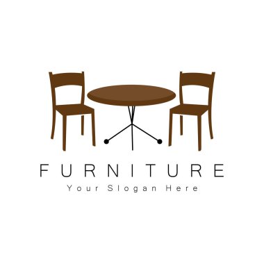 Furniture Logo Design, Home Furniture Illustration Table Icons, Chairs, Cupboards, Lamps