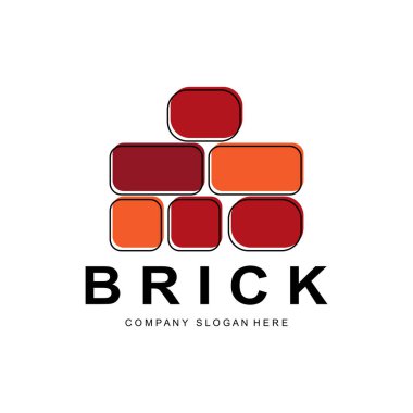 Bricks Logo Design, Material Stone Illustration Vector, Building Construction Icon