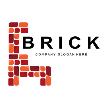 Bricks Logo Design, Material Stone Illustration Vector, Building Construction Icon