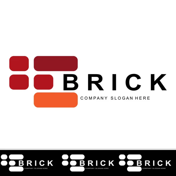 Bricks Logo Design Material Stone Illustration Vector Building Construction Icon — Vector de stock