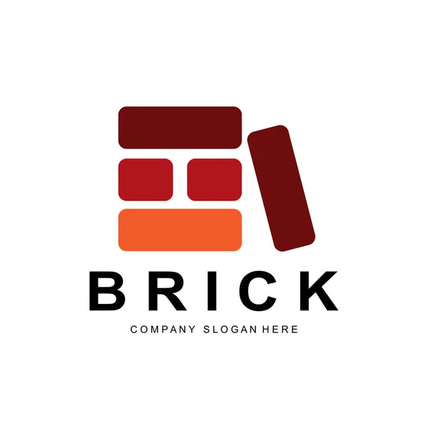 Bricks Logo Design Material Stone Illustration Vector Building Construction Icon — Stockvektor