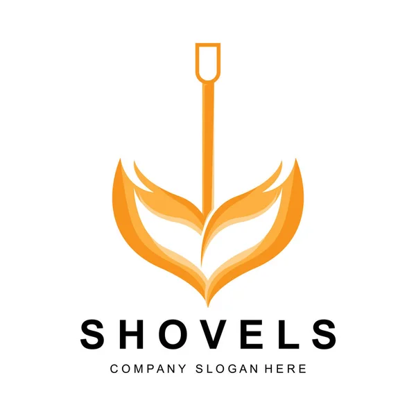 Shovel Logo Design Construction Worker Tool Illustration Vector Building Construction — Vector de stock