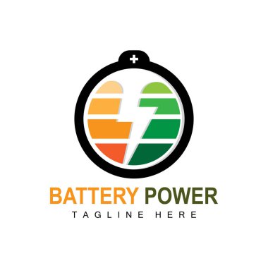 Battery Logo Design, Technology Charging Illustration, Company Brand Vector