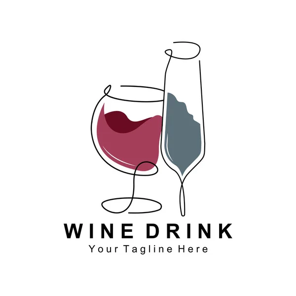 Beverage Wine Logo Design, Glass Illustration, Alcohol Drink Bottle, Company Product Vector