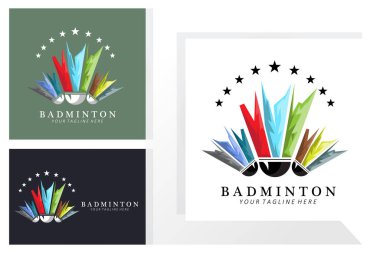 Badminton logo tasarımı, atletizm yarışmaları için vektör simgesi