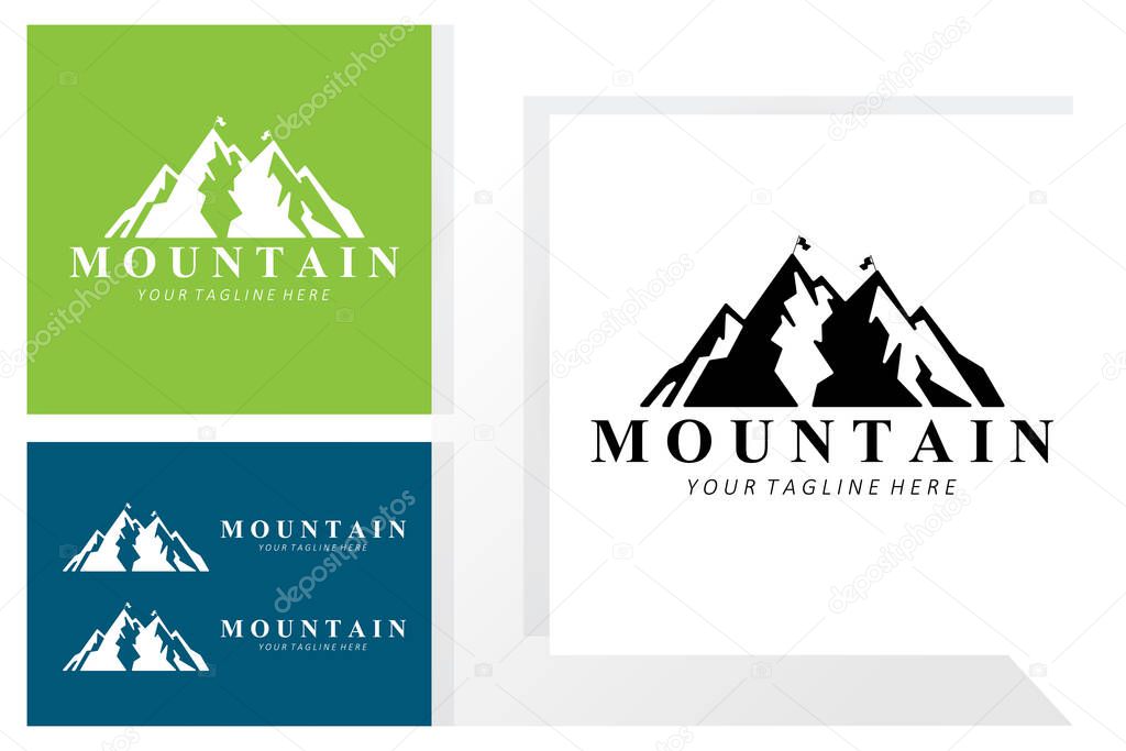Mountain Logo Design, Vector Place For Nature Lovers Hiker