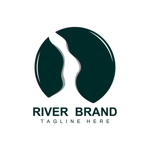 河流标志设计 河流河流矢量 河流边图解与山脉和自然的结合 产品品牌 — 图库矢量图片