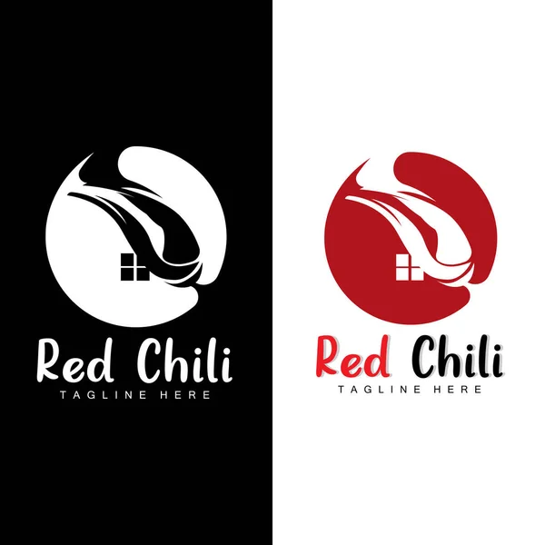 Κόκκινο Chili Logo Hot Chili Peppers Vector Chili Garden House — Διανυσματικό Αρχείο