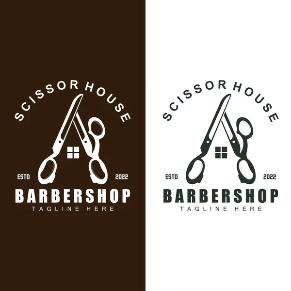 Schere Logo Design Barbershop Rasierapparat Vector Babershop Schere Brand Illustration — Stockvektor