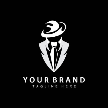 Mafia Logo Design, Tuxedo Suit Icon, Vector Businessman, Logo Detective, Brand Label clipart
