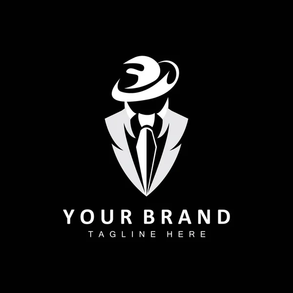 Mafia Logo Design Ikona Garnituru Smokinga Vector Businessman Logo Detektyw — Wektor stockowy