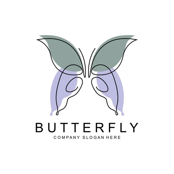 Schmetterling Logo Design Schönes Fliegendes Tier Icon Illustration Der Firmenmarke — Stockvektor