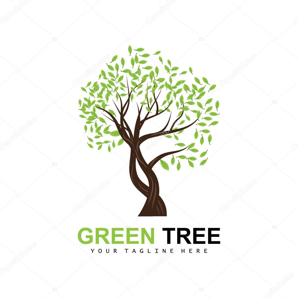 Tree Logo, Green Trees And Wood Design, Forest Illustration, Trees Kids Games