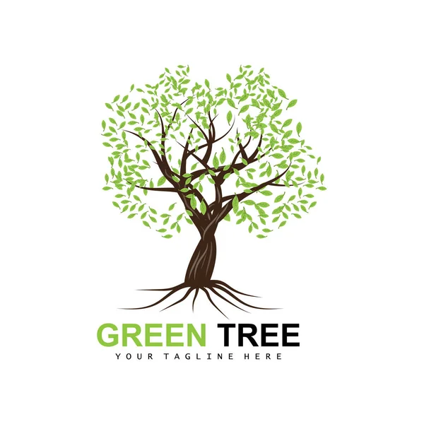 Logotipo Árvore Árvores Verdes Design Madeira Ilustração Floresta Jogos Crianças — Vetor de Stock