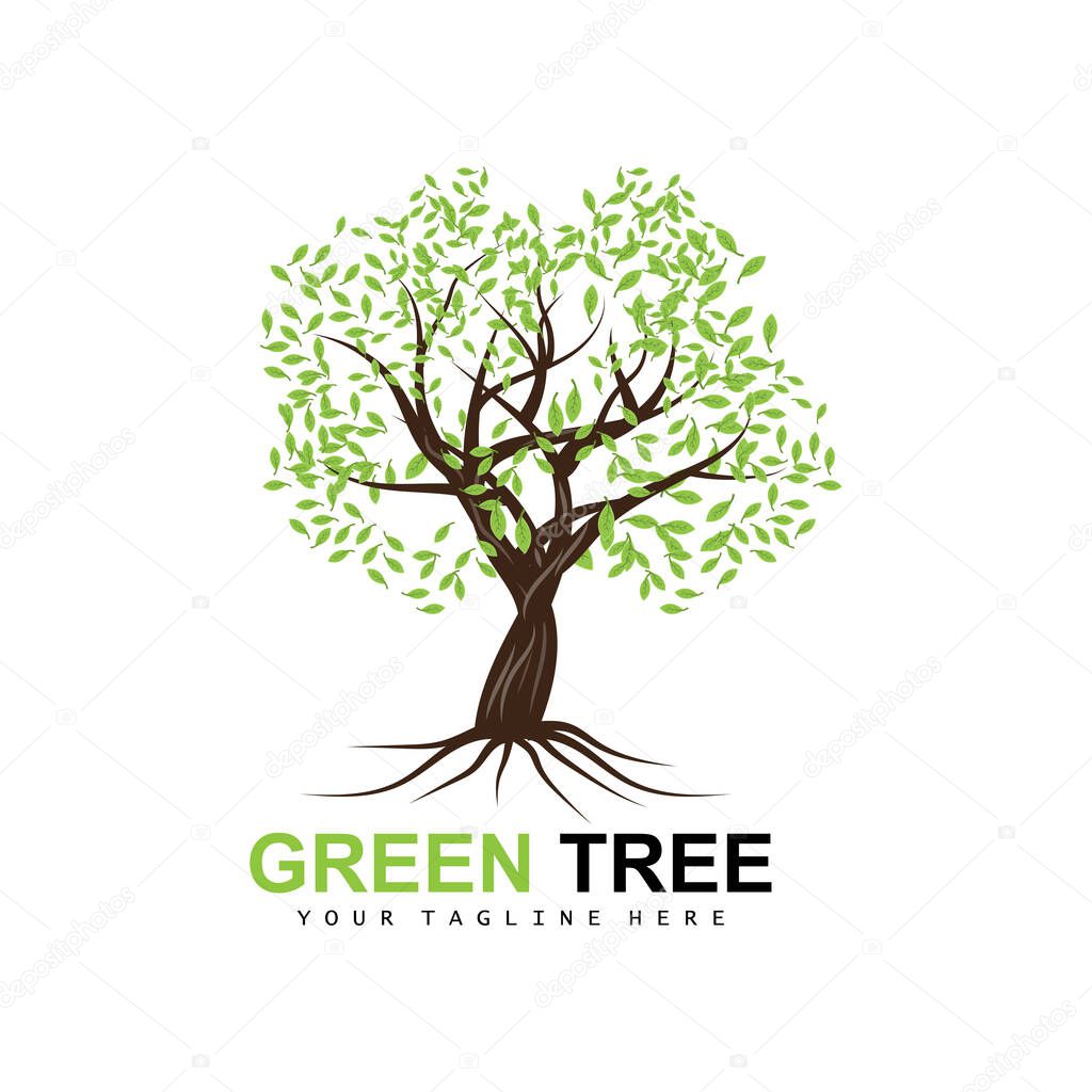 Tree Logo, Green Trees And Wood Design, Forest Illustration, Trees Kids Games