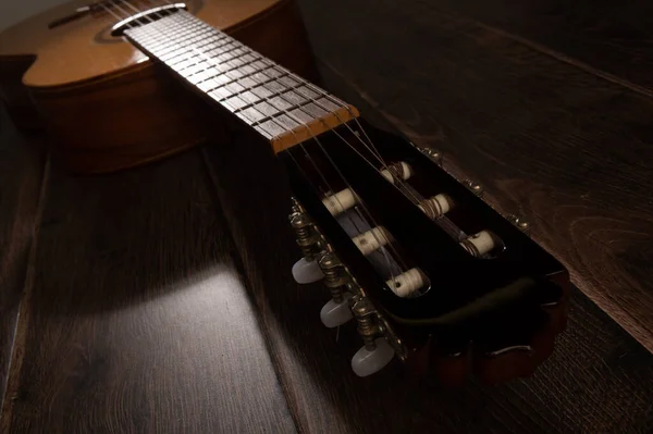 Classical Guitar Machine Head Fretboard Close — Stock fotografie