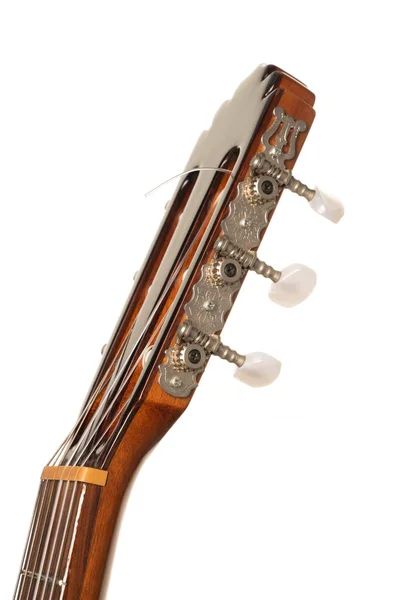 Classical Guitar Fretboard Machine Head Isolated Pure White Background — Stock fotografie