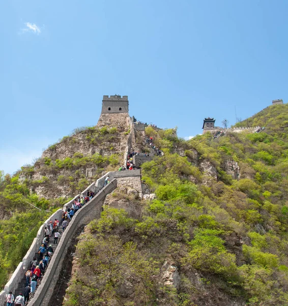 Badaling China Maio 2010 Turistas Inspecionando Grande Muralha China — Fotografia de Stock