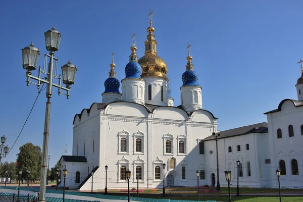 View Sophia Cathedral Assumption Oldest Stone Temple Siberia Tobolsk Russia — стоковое фото