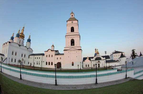 Vue Soir Cathédrale Sainte Sophie Dans Ville Tobolsk Lentille Fisheye — Photo