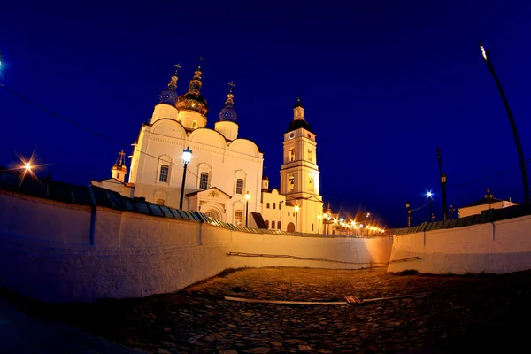 Night View Sophia Cathedral Assumption City Tobolsk Russia — Foto Stock