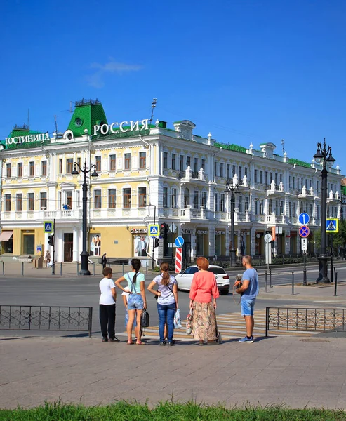 2021年8月20日 俄罗斯奥姆斯克 列宁街景 — 图库照片