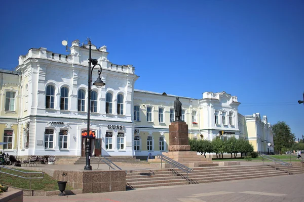 Omsk Rusya Ağustos 2021 Omsk Kentindeki Lenin Caddesi Manzarası Stok Fotoğraf