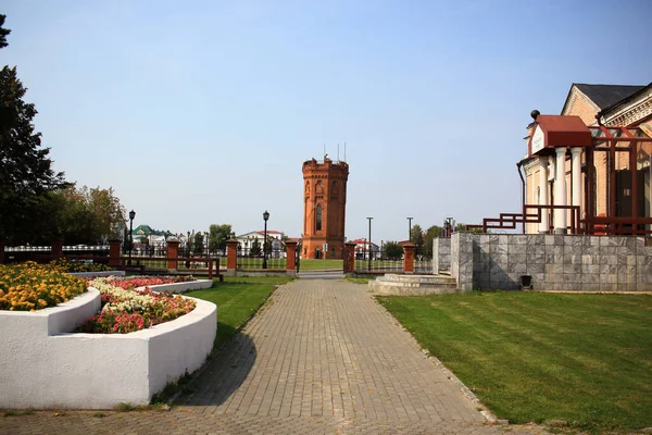 Tobolsk Russie Août 2021 Vue Place Rouge Avec Château Eau — Photo