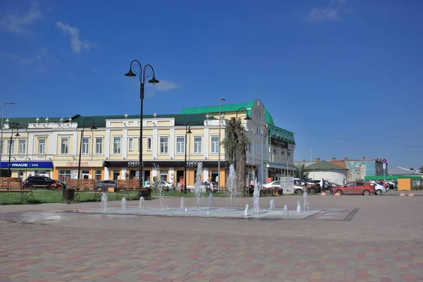 Omsk Russland August 2021 Brunnen Auf Dem Budarin Platz Omsk Stockbild