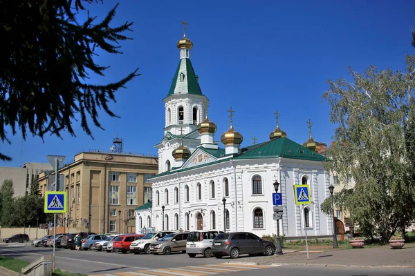 Omsk Russie Août 2021 Vue Cathédrale Résurrection Militaire Images De Stock Libres De Droits