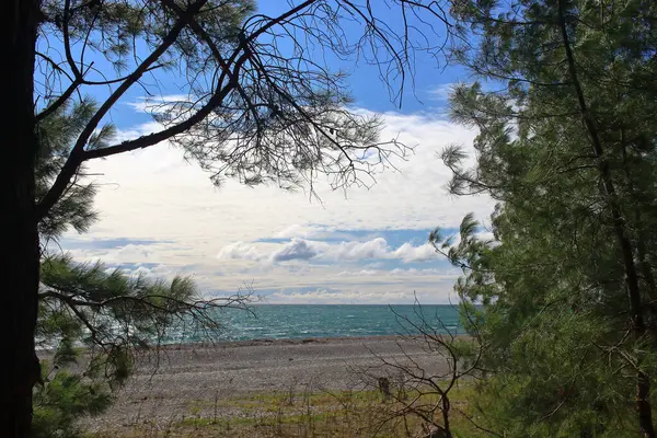 Blick Auf Den Strand Einem Herbsttag — Stockfoto