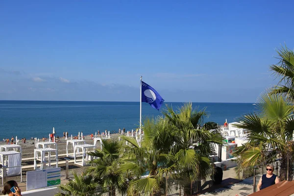 Sochi Rússia Outubro 2021 Vista Praia Riviera Cidade Sochi — Fotografia de Stock