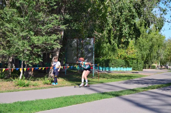 Omsk Russia September 2021 Summer Ski Competition Omsk Sprint Soviet — Stock Photo, Image