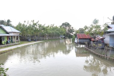 settlements along the river. view of residential areas in the province of Gorontalo, Indonesia