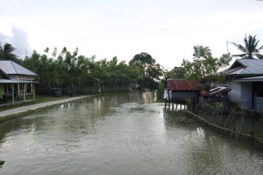 settlements along the river. view of residential areas in the province of Gorontalo, Indonesia