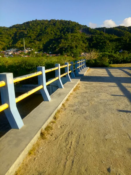 Pedestrian Bridge Connects Two Village Roads — 스톡 사진